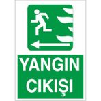 Okularenkkat Yangın Çıkışı Sol Ok Uyarı Levhası
