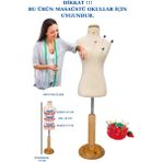 Okullar İçin 50 Eşelli Minyatür Terzi Mankeni Prova Mankeni - Krem