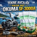 Okuma Okuma Safyre SF-3000A 7+1BB Olta Makinesi ve 6 adet Tekne avına özel Çapari seti