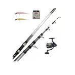 Okuma wave power tele surf 420 cm, Okuma Revenger RV-65 FD 1bb, Kendo 8x multicolor örgü ip 300m, 2 adet rapala