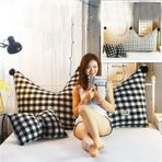 Okuma Yastıkları Taç Başucu Sırtlığı Yumuşak Yatak Başlığı Minderi Çocuk Odası Dekorasyon Yastığı Çıkarılabilir ve Yıkanabilir Kılıflı, Siyah+beyaz plaka, 180 x 80 cm