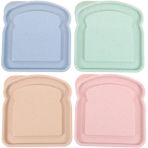 OKUMEYR 4 adet tost kutusu tost ekmek kabı sandviç kapları yetişkinler için yeniden kullanılabilir öğle yemeği tutucu mühürlü açık ekmek kabı sandviç kapları öğle yemeği kutuları gıda buğday saman