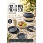 Okyanus Home 21 Parça Pratik Ufo Piknik Seti Antrasit-Krem