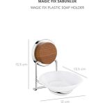 Okyanus Home Ahşap Desenli Magic Fix Krom Kuru Sabunluk
