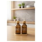 Okyanus Home Bambu Stantlı Amber 2'li Cam Sıvı Sabunluk Seti 500ml