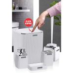 Okyanus Home Beyaz Çizgili Krom 5'li Banyo Seti