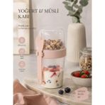 Okyanus Home Çift Hazneli Kaşıklı Yoğurt ,yulaf, Müsli Kabı Pembe (800ML)