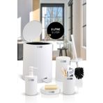 Okyanus Home Coliseum Beyaz Iç Kovalı Pedallı 5'li Banyo Seti