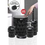 Okyanus Home Diamond Siyah Click Kapak 5'li Banyo Seti