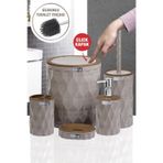Okyanus Home Diamond Vizon Ahşap Click Kapak 5'li Banyo Seti