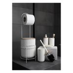 Okyanus Home Kırık Beyaz Yuvarlak Mina Due Wc Kağıtlık ve 6 Parça Banyo Seti - Kırık Beyaz