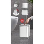 Okyanus Home Krom Yedekli WC Kağıtlık ve Kare Beyaz Çöp Kovası