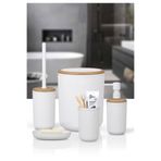 Okyanus Home Linea Due Kırık Beyaz Çizgili Yuvarlak 5'li Banyo Seti