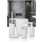 Okyanus Home Linea Kırık Beyaz Çizgili Yuvarlak Banyo Seti