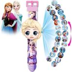 Okyanushop Kız Çocuk Mor Elsa Projeksiyonlu Saat