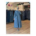 OlaLady Kadın Yandan Kusaklı Kapamalı Tesettür Denim Kot Elbise