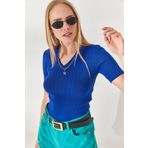 Olalook BLZ-19000864 Saks Mavi Kadın Bluz