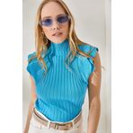 Olalook BLZ-19000886 Gök Mavi Kadın Bluz
