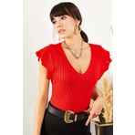 Olalook BLZ-19001017 Kırmızı Kadın Bluz