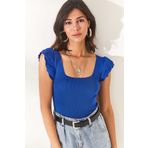 Olalook BLZ-19001035 Saks Mavi Kadın Bluz