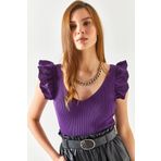 Olalook BLZ-19001097 Mor Kadın Triko Bluz