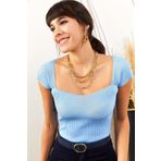 Olalook BLZ-19001348 Bebe Mavi Kadın Bluz