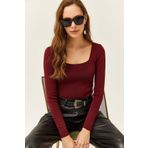 Olalook BLZ-19002040 Bordo Kadın Triko Bluz