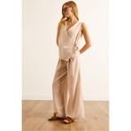 Olalook Kadın Bej Anvelop Bluz Pileli Pantolon Takım TKM-19000423