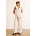 Olalook Kadın Beyaz Anvelop Bluz Pileli Pantolon Takım TKM-19000423