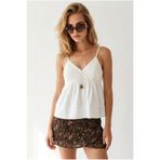 Olalook Kadın Beyaz Askılı Brode Detaylı Pamuk Bluz BLZ-19003380
