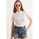 Olalook Kadın Beyaz Polo Yaka Dantel Bluz BLZ-19003295