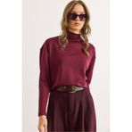 Olalook Kadın Bordo Dik Yaka Modal Tuşeli Bluz BLZ-19003144
