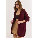 Olalook Kadın Bordo Minik Baklava Ajurlu Triko Hırka HRK-19000469