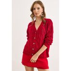 Olalook Kadın Bordo Saç Örgülü Triko Hırka HRK-19000298