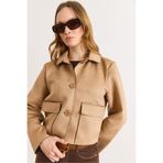 Olalook Kadın Camel Cep Detaylı Astarsız Süet Ceket CKT-19000508