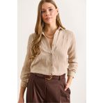 Olalook Kadın Camel Nakış Detaylı Müslin Gömlek GML-19001333