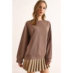 Olalook Kadın Düz Camel Basic Yumuşak Dokulu Salaş Sweatshirt SWT-19000457