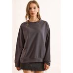 Olalook Kadın Düz Füme Basic Yumuşak Dokulu Salaş Sweatshirt SWT-19000457