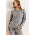 Olalook Kadın Gri Ajur Detaylı Triko Bluz BLZ-19003090