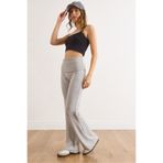 Olalook Kadın Gri Beli Katlamalı Yumoş Dökümlü Pantolon PNT-19000373
