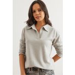 Olalook Kadın Gri Polo Yaka Selanik Bluz BLZ-19002810