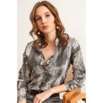 Olalook Kadın Gri Renk Geçişli Dokulu Regular Fit Gömlek GML-19001297