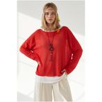 Olalook Kadın Kırmızı Boho Kolyeli 2 Li Loose Fit Bluz BLZ-19003385