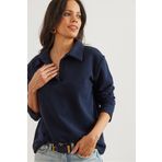Olalook Kadın Lacivert Polo Yaka Selanik Bluz BLZ-19002810