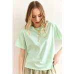Olalook Kadın Mint Yeşili Bisiklet Yaka Basic Tişört TSH-19000774