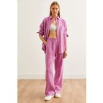Olalook Kadın Mor Beli Lastikli Cepli Müslin Pantolon PNT-19000279