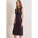 Olalook Kadın Mürdüm Drape Detaylı Likralı Midi Denim Elbise ELB-19002600