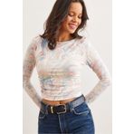 Olalook Kadın Pudra Krema Kayık Yaka Drape Detaylı Crop Viskon Bluz BLZ-19002819