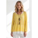 Olalook Kadın Sarı Boho Kolyeli 2 Li Loose Fit Bluz BLZ-19003385