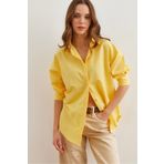 Olalook Kadın Sarı Gizli Patlı Poplin Gömlek GML-19000867